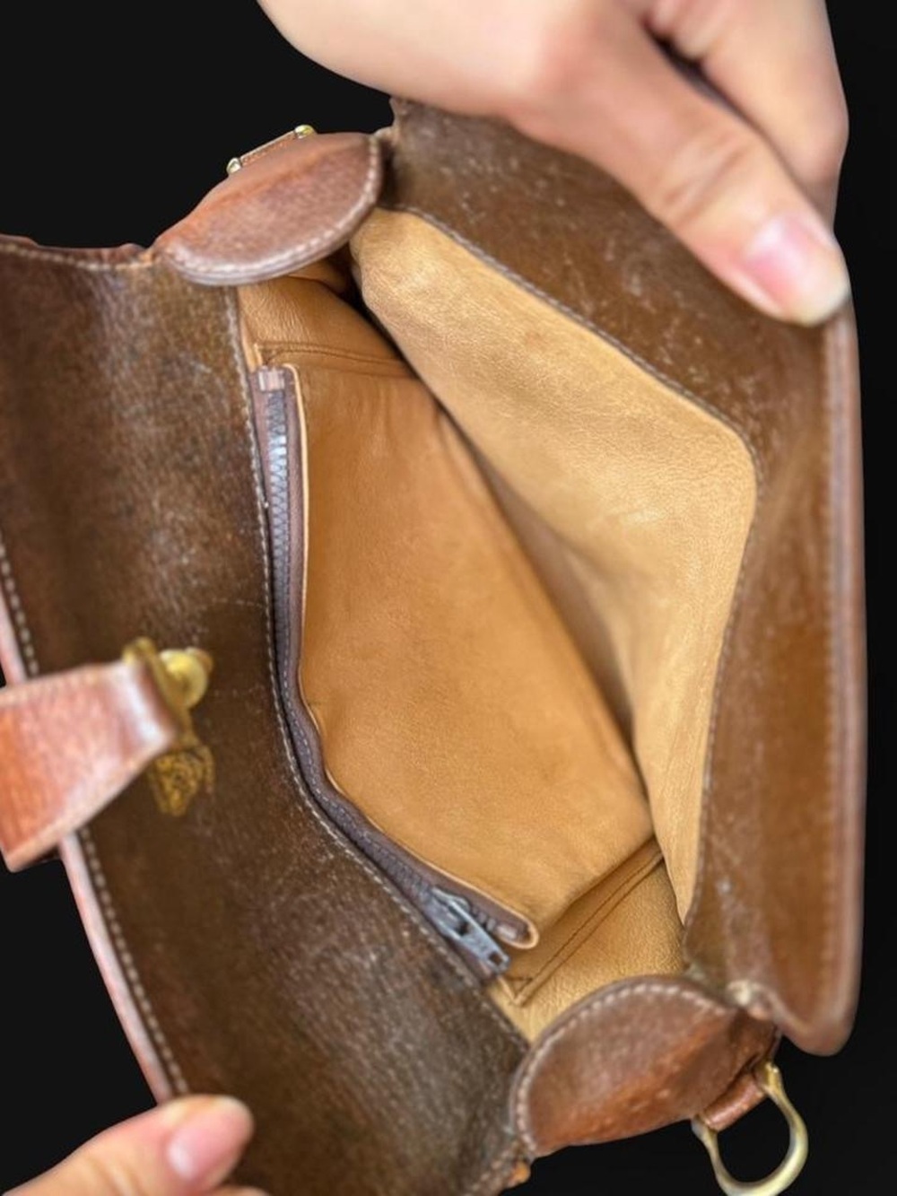 Gucci Beige Brown GG Canvas Horsebit Crossbody Bag -No Strap - Picture 8 of 11